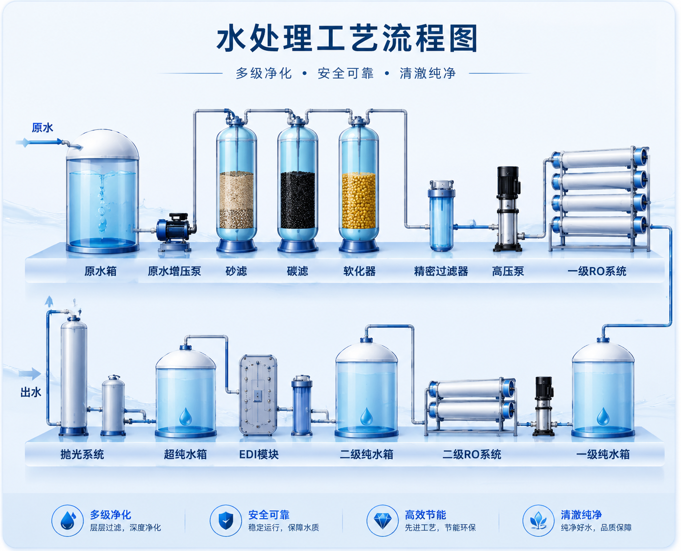 常用超纯水工艺流程的一些知识